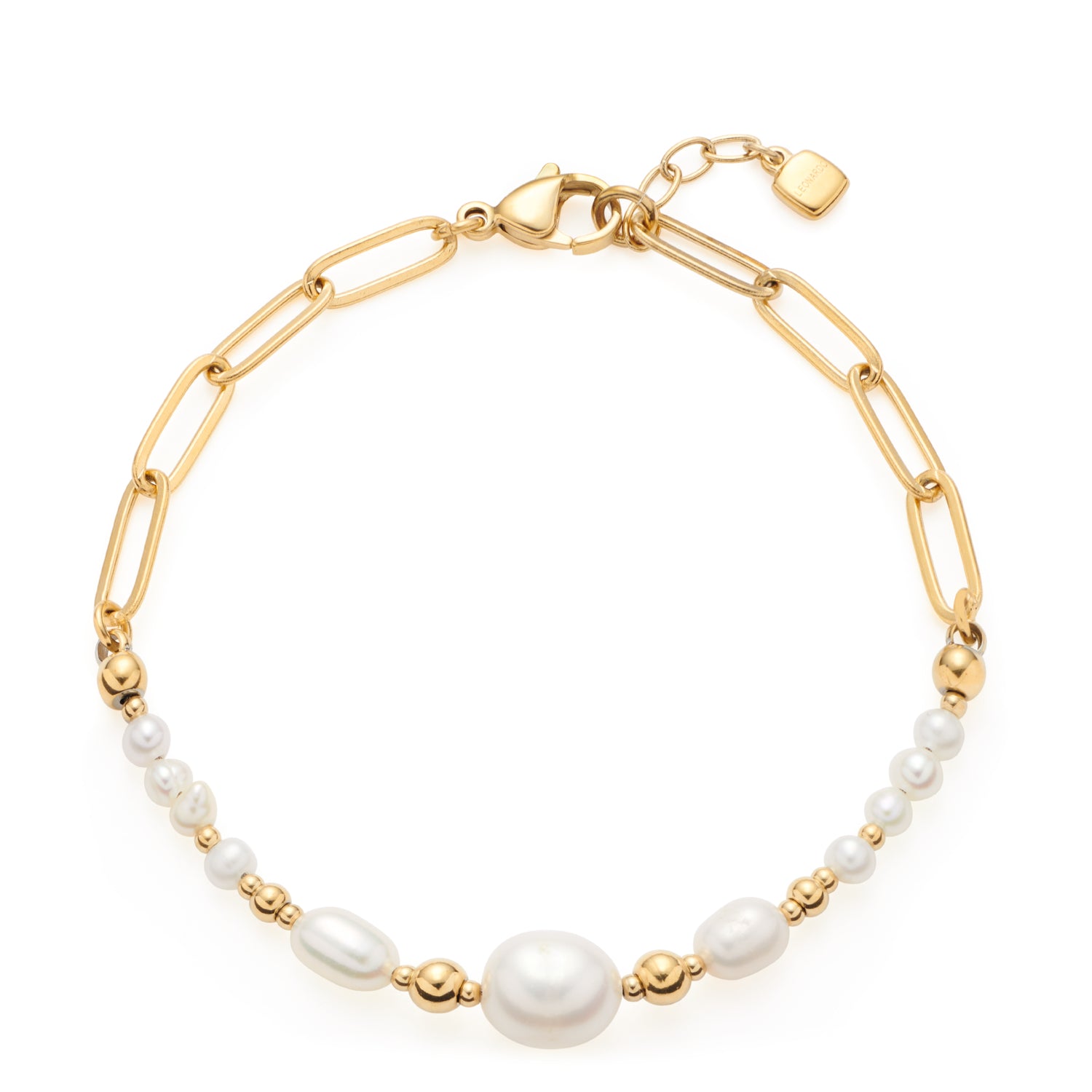 Armband Hope Goldfarben - Elastisch Mit Glas- & Achatperlen | JEWELS BY LEONARDO 19,5 Cm