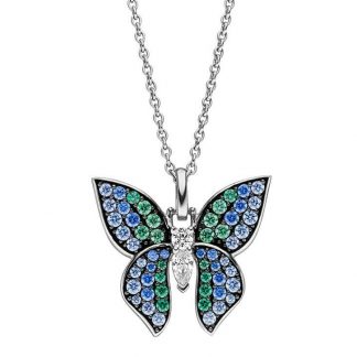 Viventy Anhänger mit Kette ‚Schmetterling‘ mit 56 synth.Farbstein & 2 Zirkonia