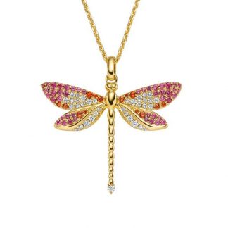 Viventy Anhänger mit Kette ‚Libelle‘ mit 16 synth. Siamite & 35 Zirkonia
